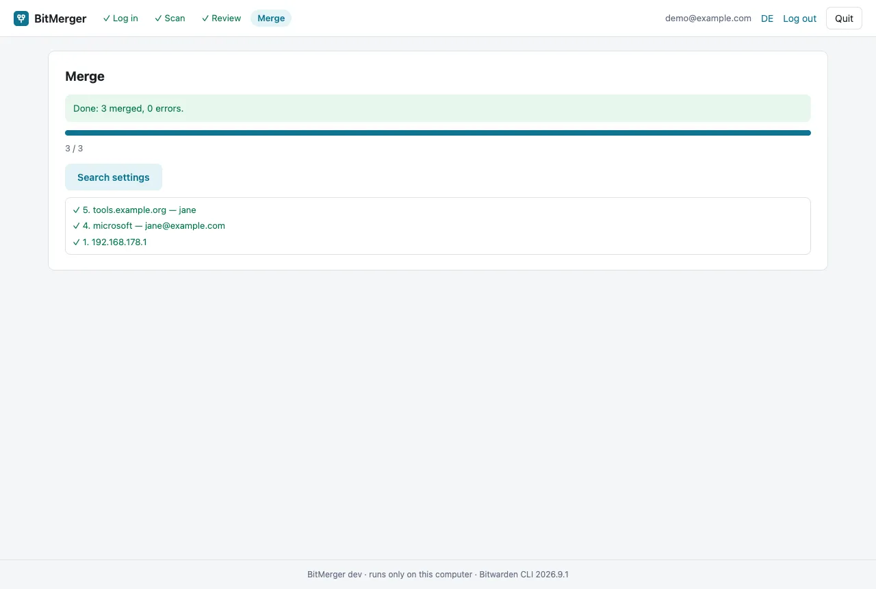 Finished merge with the merged accounts